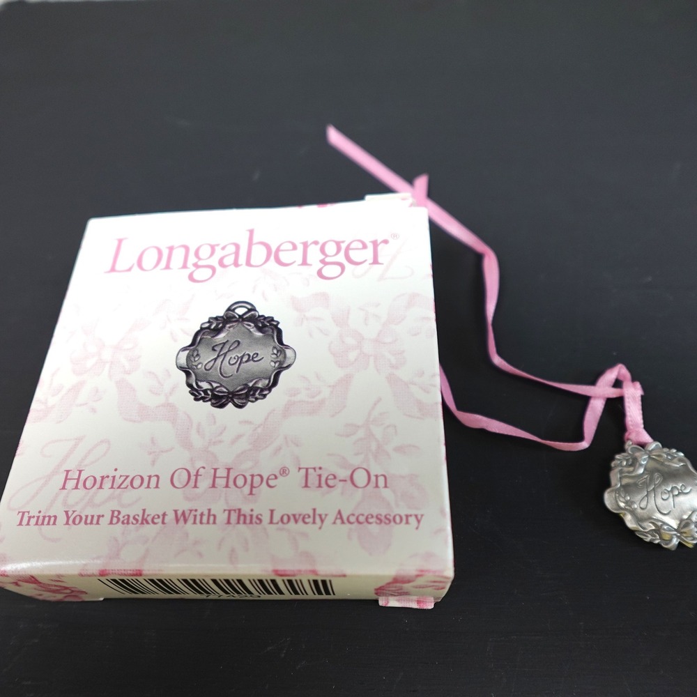 Longaberger 2001 Horizon of Hope Basket Tie On Charm Pink Ribbon Pewter 77429